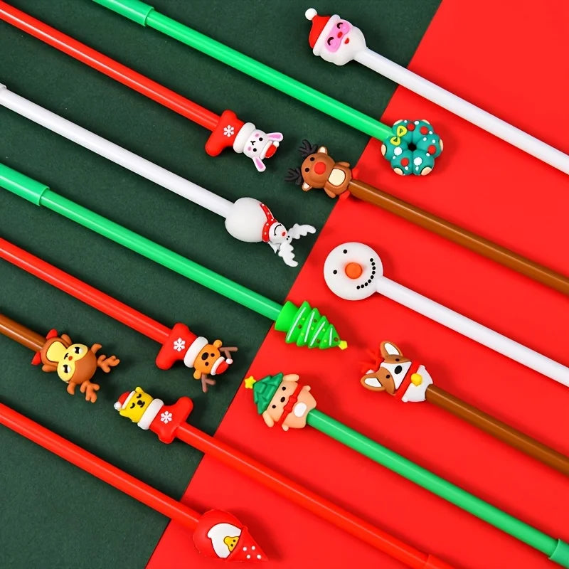 12 neutrale Stifte im Weihnachtsdesign, Schreibwaren für Büro und Lernplatz, schöne Geschenke für Schüler, verschiedene Stile, DIY-Festtagsdekorationen