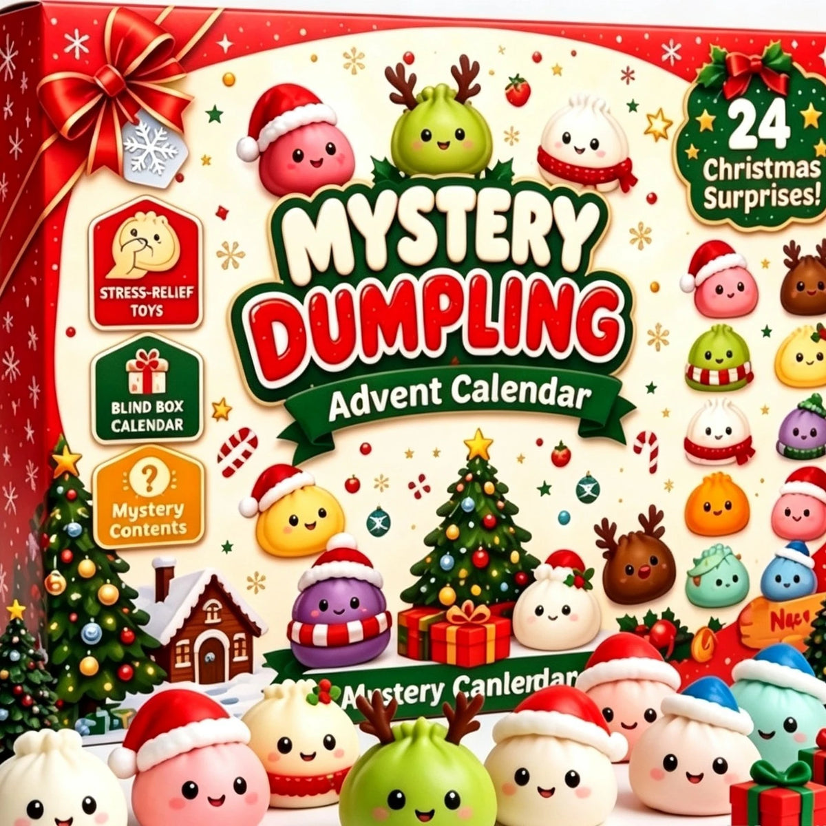 Christmas Squishies Advent Calendar 2026 24 Days Countdown Dumpling Squishy Toys Slow Rising Squeeze Fidget Sensory Decor Gift