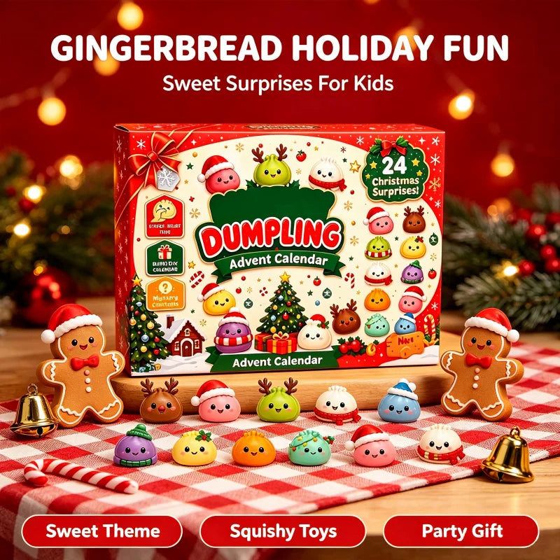 Christmas Dumpling Advent Calendar 24Pcs Mini Squishy Toys Countdown Blind Box Cute Stress Relief Squeeze Toy Xmas Surprise Gift