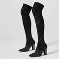 Stivali donna Liyke stretch con strass e tacco largo