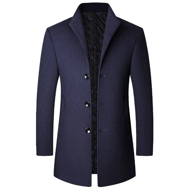 Men Winter Business Casual Woollen Blends Cashmere Trench Coats Quality Male Thicker Warm Overcoats Long Jackets Coats Size 3XL