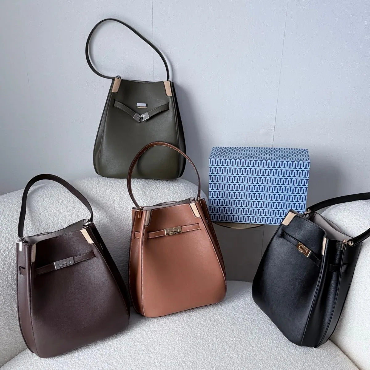 2026 New Fashion Women Bags Luxury Brand Genuine Leather Shoulder Bags Ins Hot Cowhide Leather Bucket Bags Top Quality Handbags