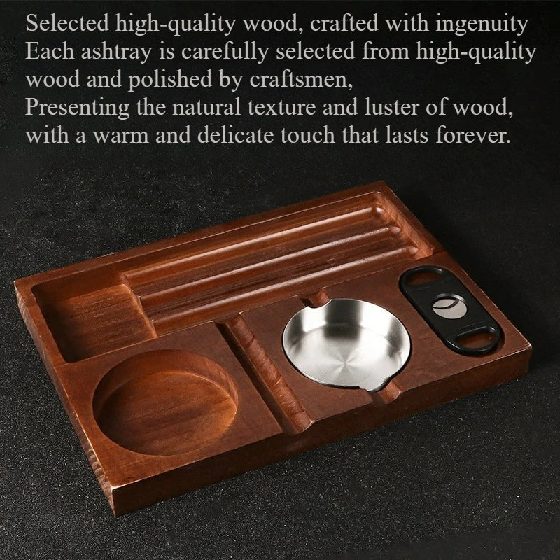 For Men: Father’s Day Gift, Wooden Cigar Holder Stand and Ashtray with Rest for the Patio, Home, or Office Decor