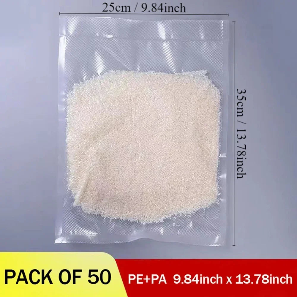 50 Premium Vacuum Sealer Bags, Food Freshness and Storage, Reusable, BPA-Free Vacuum Sealer Storage Bags,Kitchen Organizer