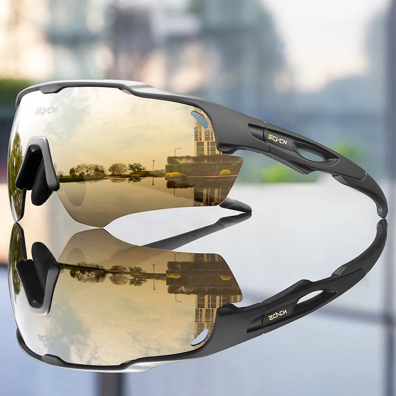Gafas de ciclismo SCVCN para hombre y mujer, gafas de bicicleta de montaña MTB UV400 polarizadas, protección para pesca, fotocromáticas y deportivas