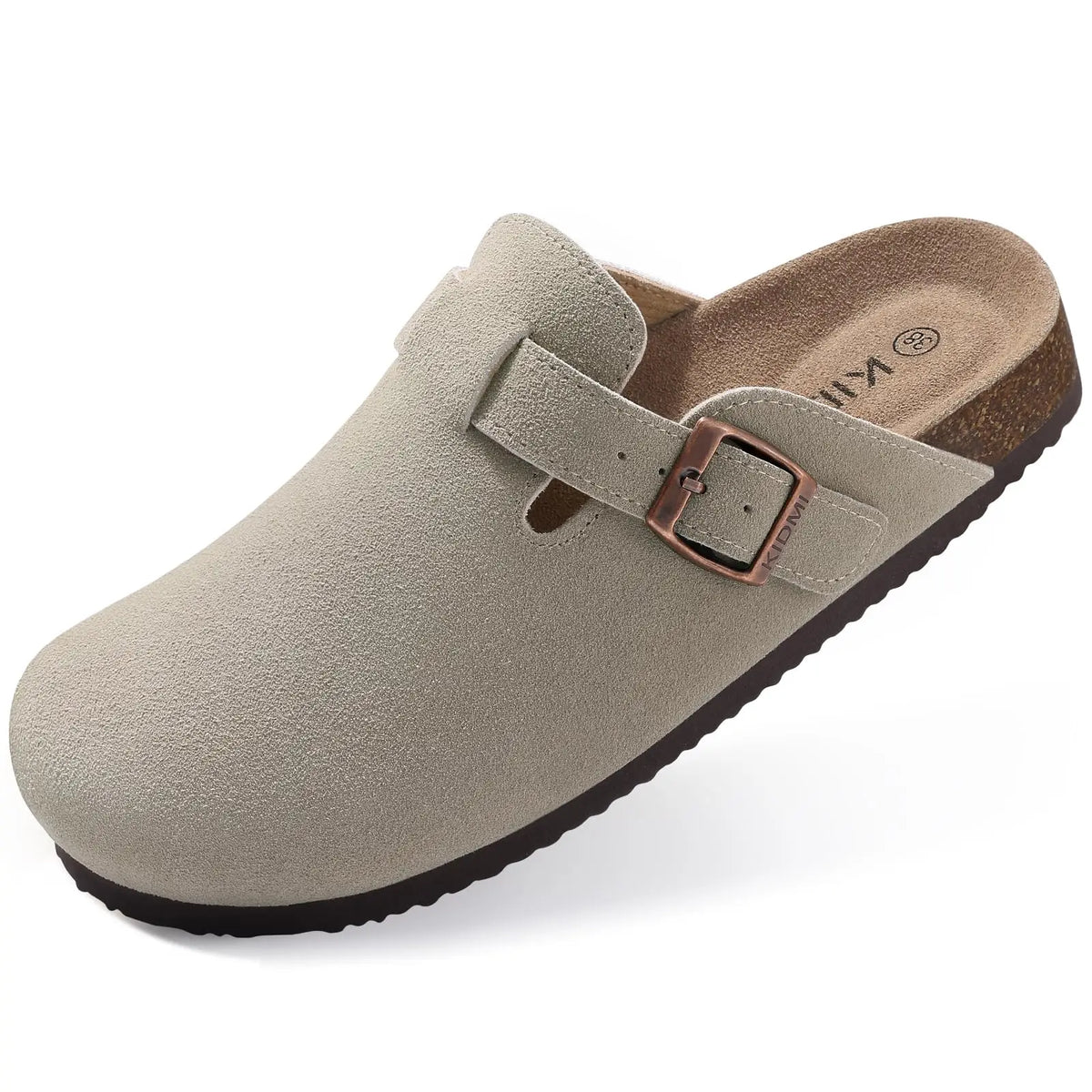 Asgard Women's Cork-Sole Clog Slippers, Fashionable Cow Suede Flat Mules with Adjustable Buckle, Men's Leather Potato Shoes, Beach Sandals