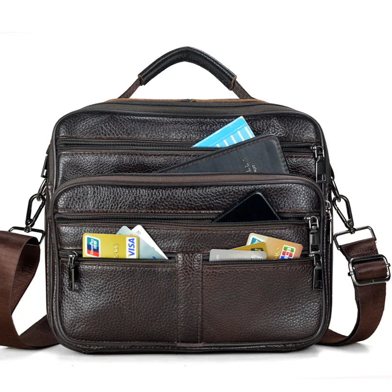 LACHIOUR Genuine Leather Men’s Messenger Bag