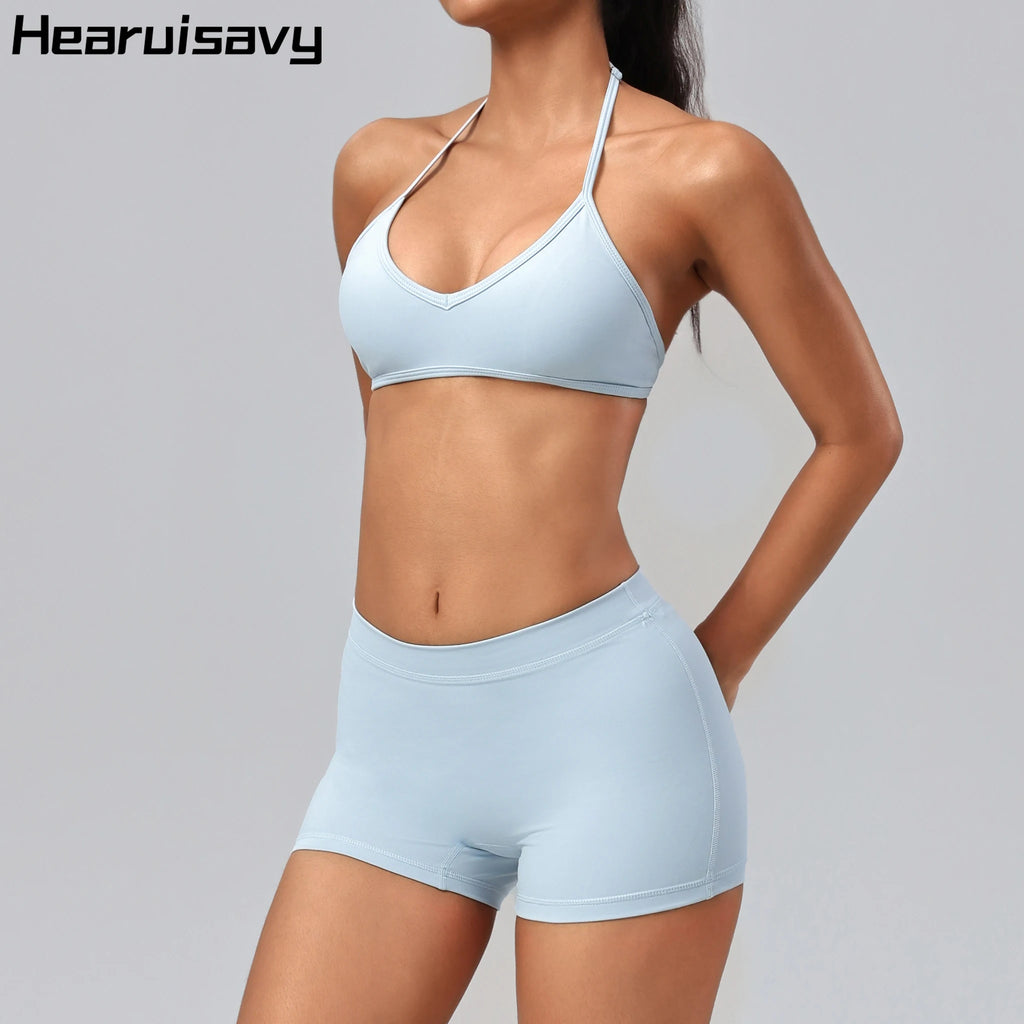 Yoga-Set für Damen, 2-teilig, Top und Shorts