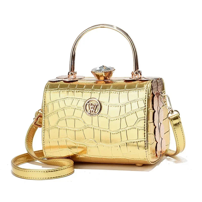 Fashionable Casual Women's Small Square Bag Shiny Single Shoulder Crossbody Bags Luxury Brand Designer Handbag Banquet Bag Women
