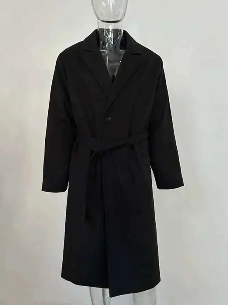 IEFB Korean Style Men's Fashion Tide Woolen Coat Single Breasted Overcoat 2026 Autumn New Stylish Trench Casual Loose Fit 9D1655