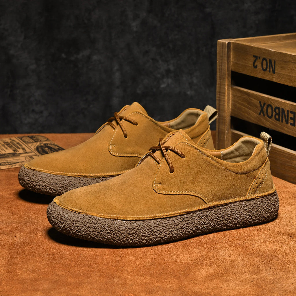 Mens Shoes New Autumn Frosted Leather Casual Shoes Lace-up Men Light Comfortable Driving Flats Sneakers Men Outdoor Oxfords Shoe