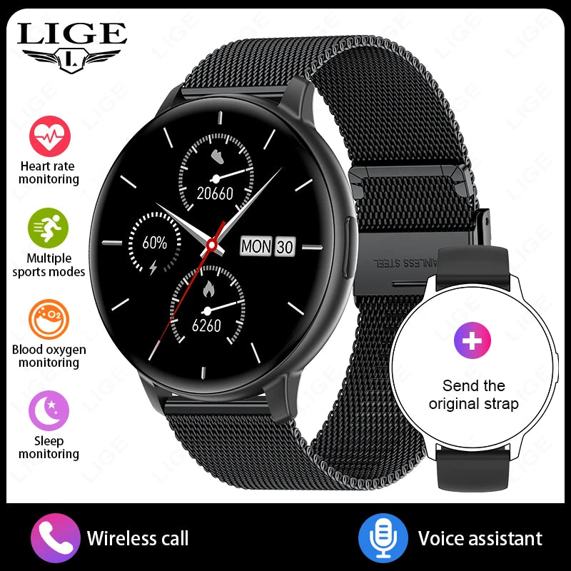 LIGE Bluetooth Calling Smartwatch with Customizable Dial