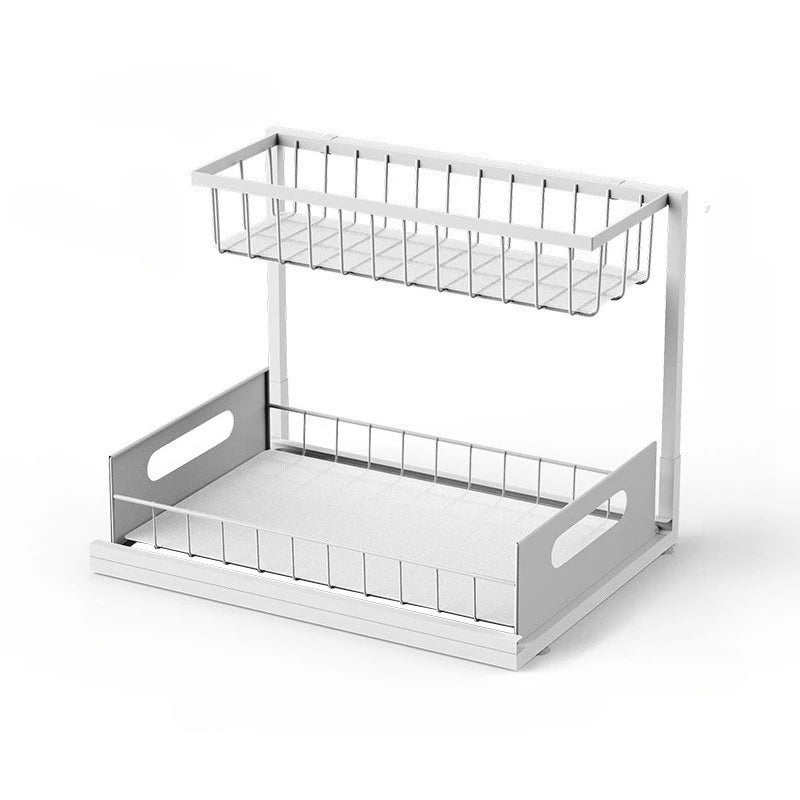 Organiseur sous évier, organiseur de placard coulissant à 2 niveaux, étagères de rangement coulissantes pour placard sous évier, rangement sous évier