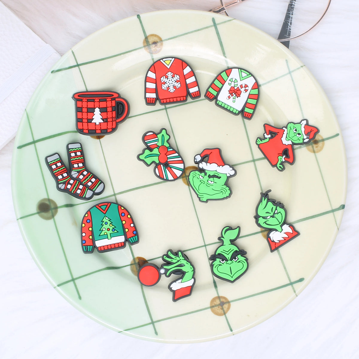 9-22 piezas de adornos navideños verdes de dibujos animados para zuecos, sandalias, zapatos de jardín, accesorios, hebillas, regalos para fiestas infantiles