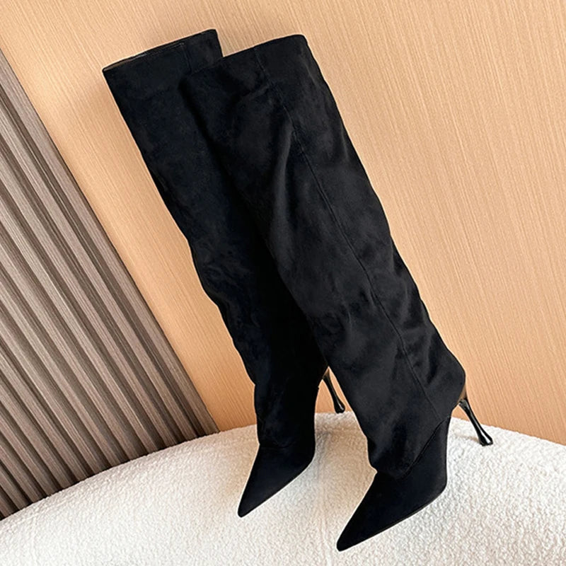 Stivali donna Liyke morbidi effetto suede con tacco