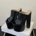 Mules donna Liyke leopardate con plateau e tacco largo