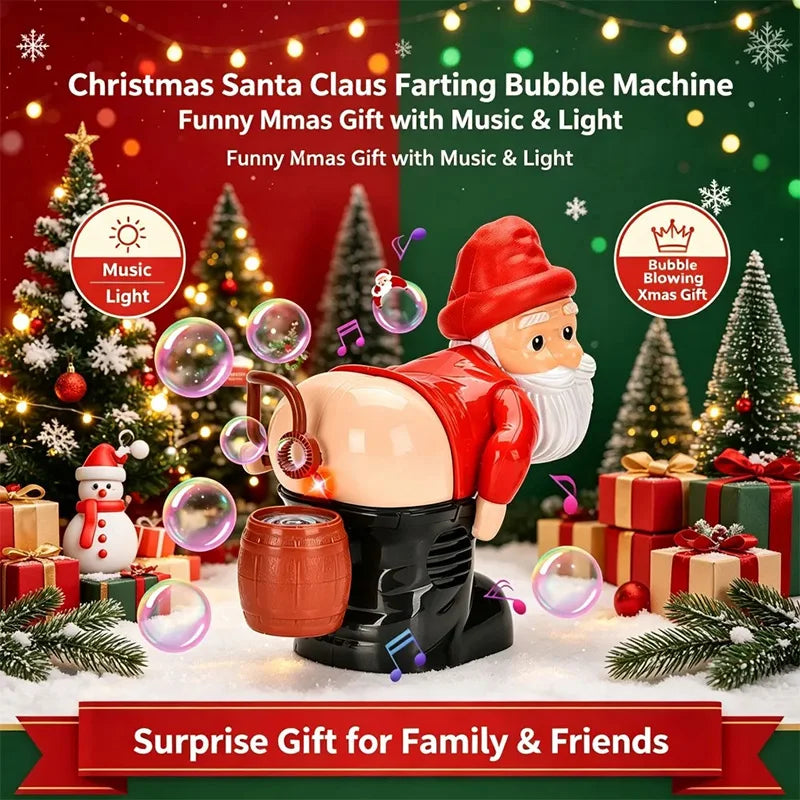 Funny Santa Bubble Blower Led Farting Butt Machine Ornament Automatic Bubble Blowing Holiday Parties Decoration Christmas Gifts