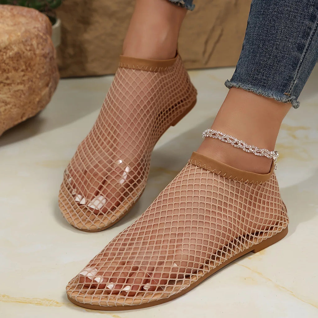 Sandales d'été pour femmes en maille ajourée, chaussures plates décontractées, nouvelles chaussures de plage, confortables, rétro, pointures 35-43