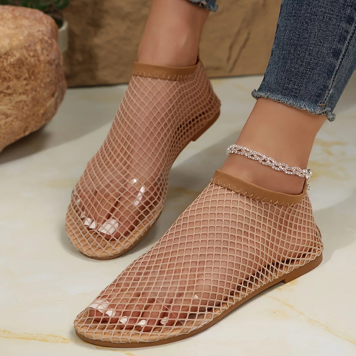 Sandales d'été pour femmes en maille ajourée, chaussures plates décontractées, nouvelles chaussures de plage, confortables, rétro, pointures 35-43