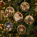 6Pcs Wooden Christmas Ornaments DIY Pearl Art Kits Hanging Diamond Art Christmas Tree Ornaments Set with Pearls Home Decoration