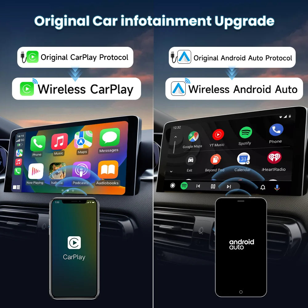 CarlinKit 5.0 CarPlay Android Auto Wireless Adapter Dongle for Maserati Ghibli Levante Quattroporte GT Convertible 2017-2023
