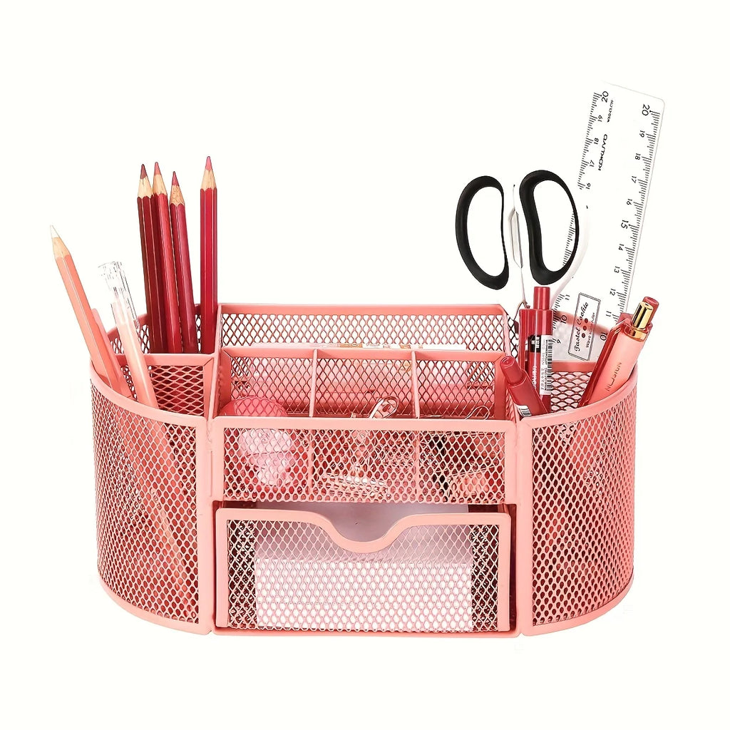Round Mesh Metal Pen Holder