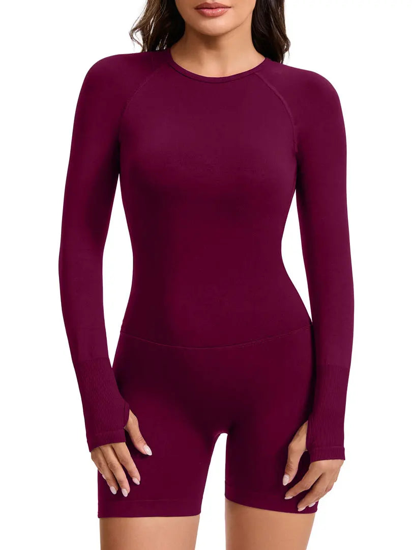 Sportoverall für Damen, langärmelig, offener Rücken