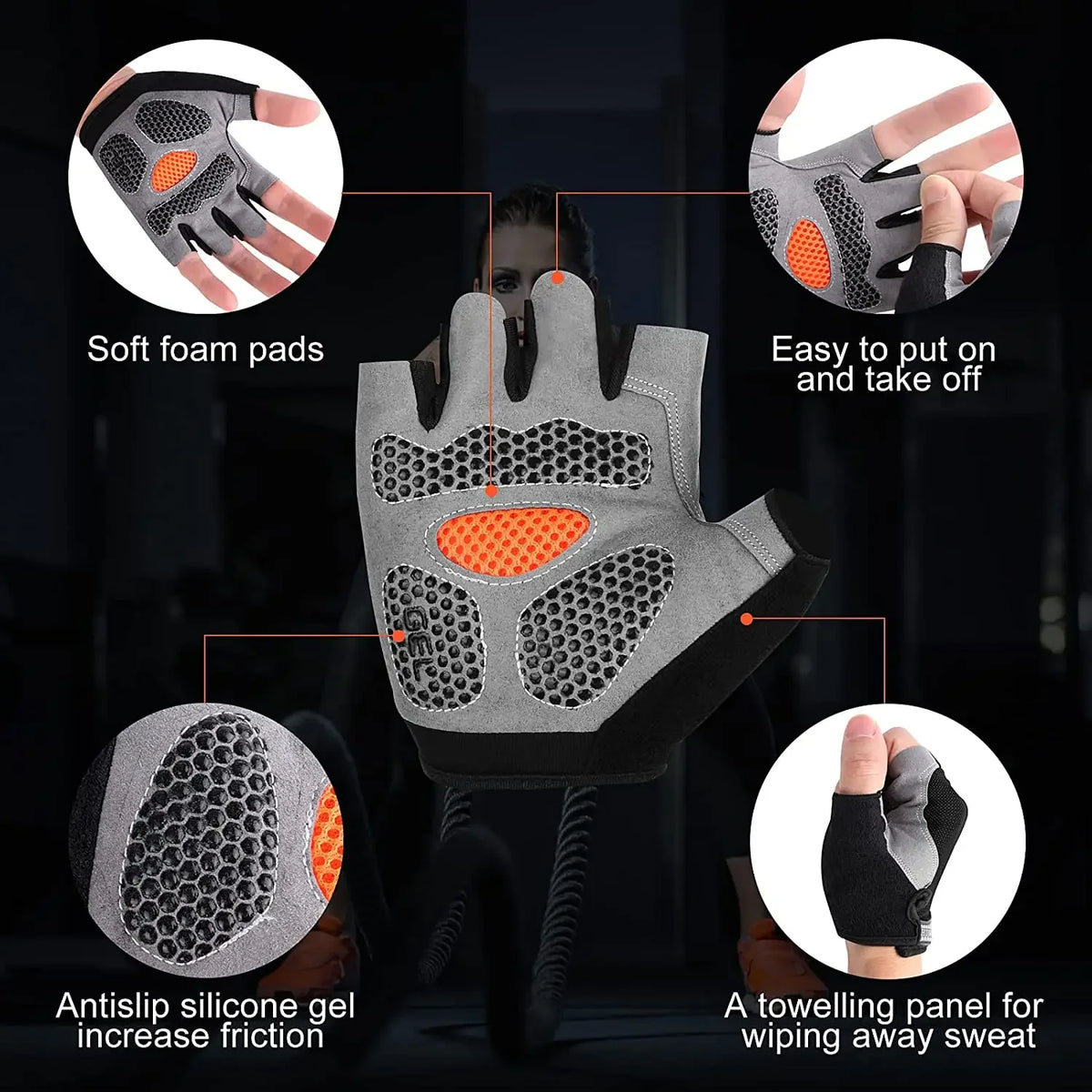 Fingerless Training Gloves for Gym, Weightlifting and Cycling