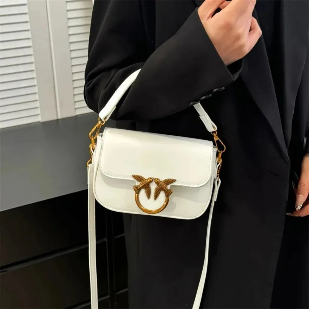 High-end Crossbody Handbag Leather Tote Bags Trendy Design Commuter Popular Classic Elegant Fashionable Bag with Avian Button