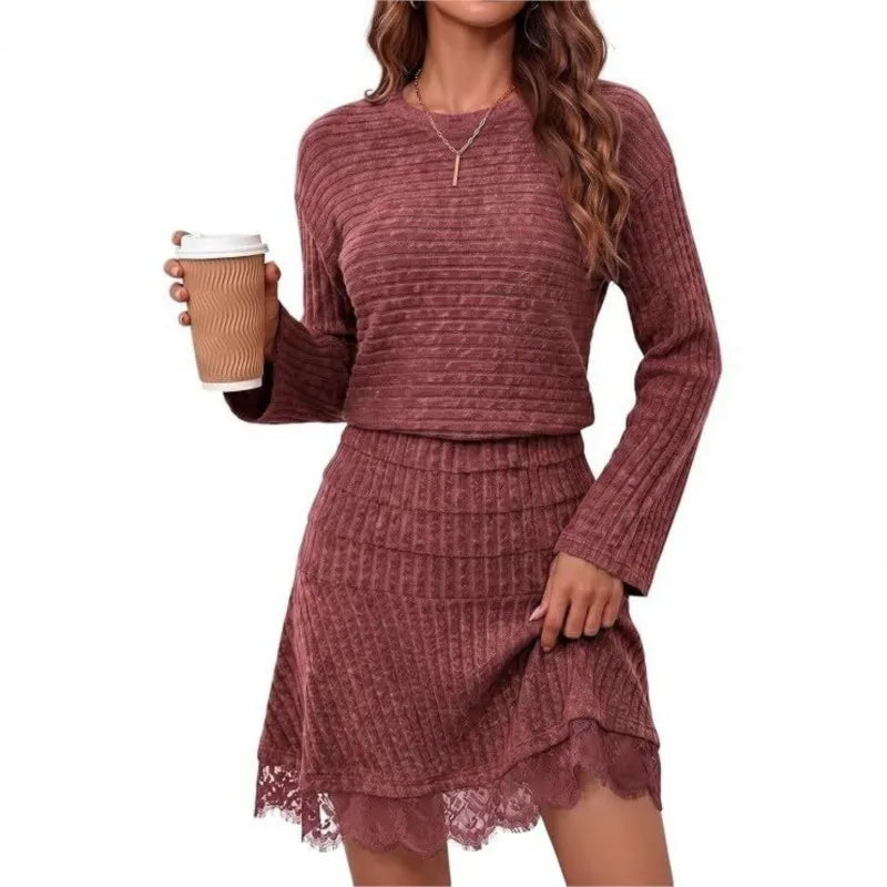 Completo donna a due pezzi con top e gonna in pizzo — immagine 3