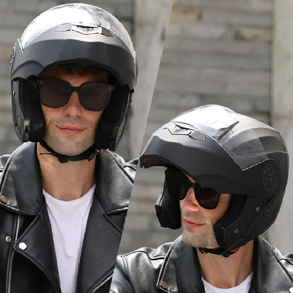 Modular Double Sun Visor Mtorcycle Helmet Men Women Classic Flip Up Riding DOT ECE Approved Racing Protective Casco Capatece