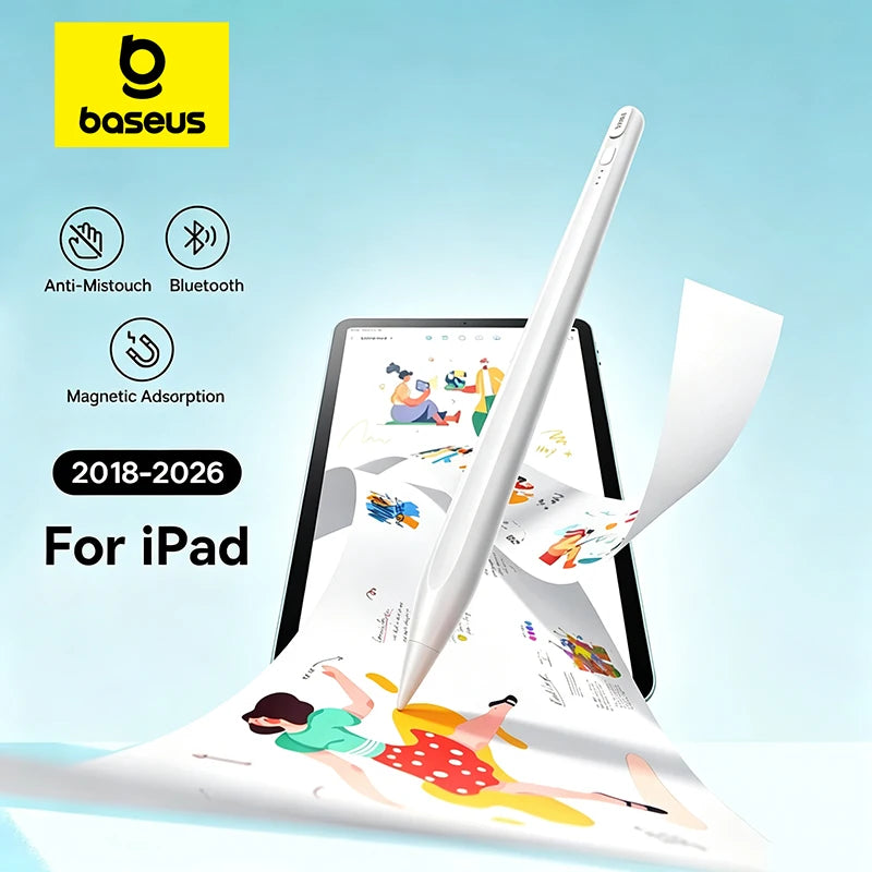 Baseus 3rd Gen Bluetooth Stylus Pen for Apple Pencil Palm Rejection Compatible with iPad Pro Mini Air 2026-2018 Tablet Touch Pen