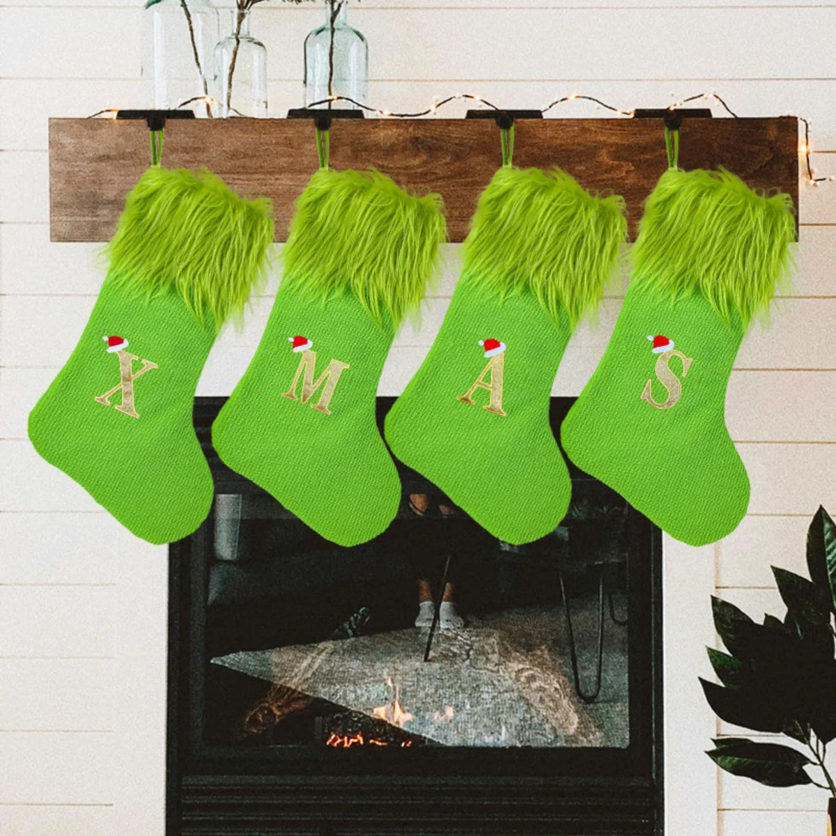 Décorations de Noël, chaussettes de Noël pour décoration intérieure, décoration de lieux, fournitures de décoration de Noël, grandes chaussettes en tricot avec alphabet