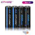 CITYORK 4–16 Stück 1,2-V-AA-NiMH-Akkus, 3000 mAh, AA HR6 Ni-MH-Batterien mit LCD-Ladegerät für 1,2-V-AA-/AAA-Akkus