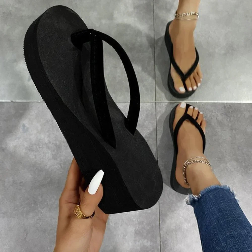 Zapatillas de verano para mujer, sandalias de cuña, chanclas para la playa y el hogar, zapatillas de espuma viscoelástica, zapatos de mujer