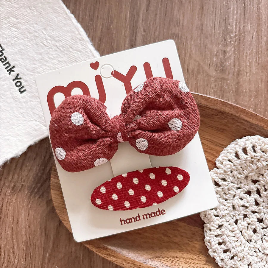 2026 New Year Cute Red Bow Hairpins Children Girls Kid Hair Clips Pin Barrettes Accessories Hairclip Headwear Headdress Ornament
