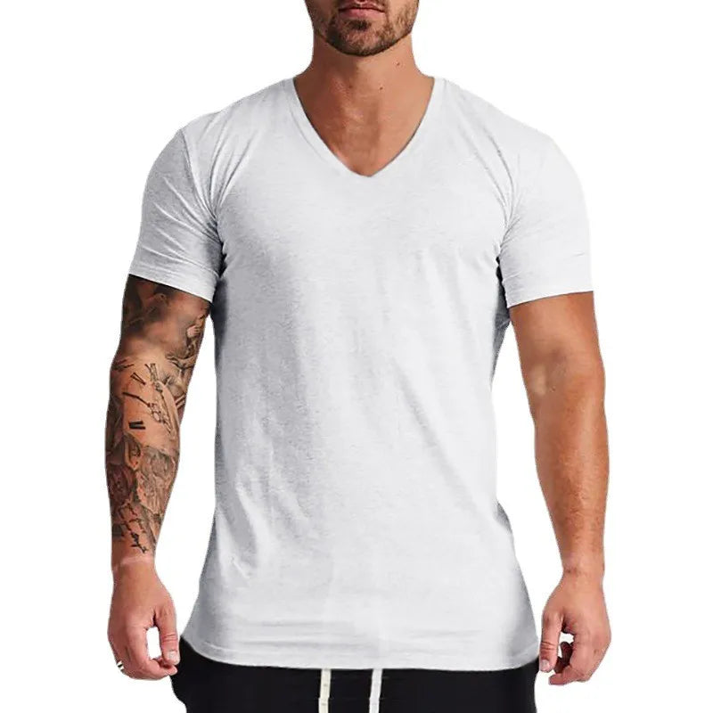 T-shirt uomo in cotone con scollo a V
