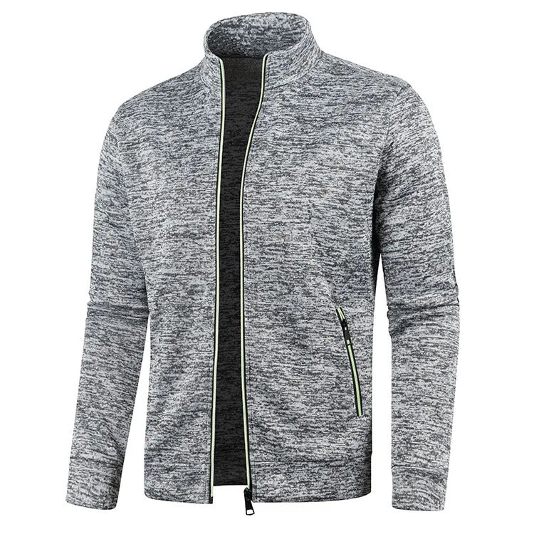 Autumn Winter Men's Zipper Knit Long Sleeves Thin Cashmere Fashion Top Sweater Coat