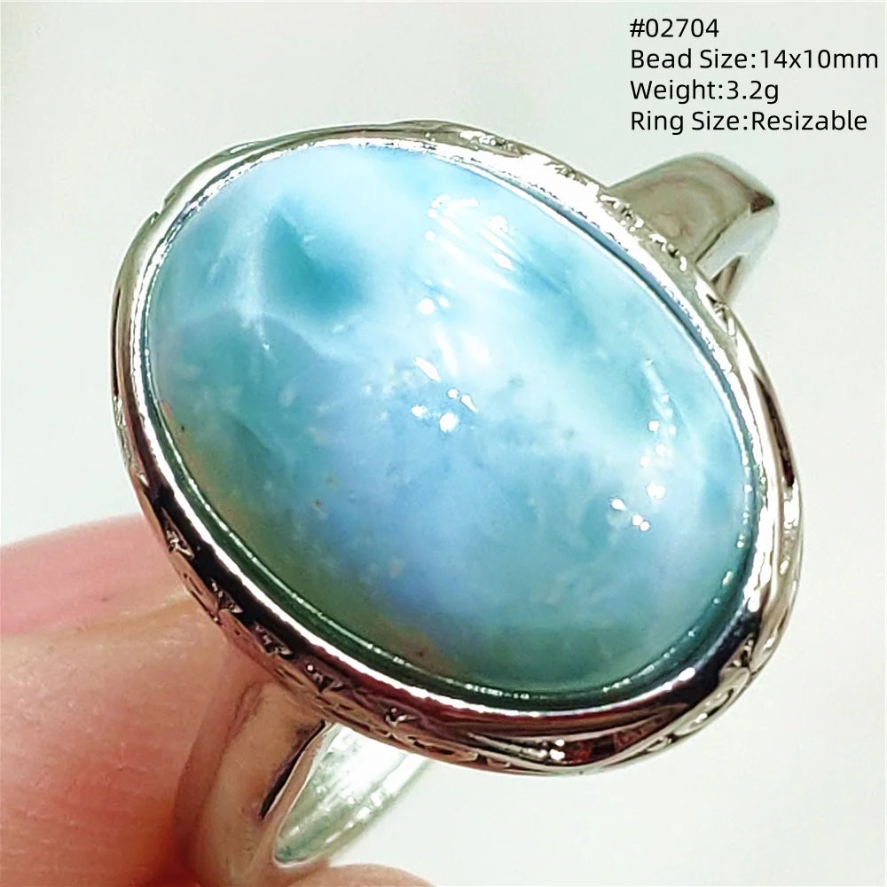 Anello regolabile in argento 925 con larimar