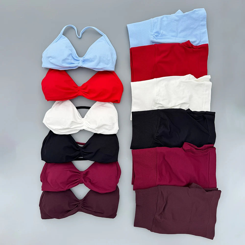 Conjunto de yoga de mujer, 2 piezas, top y pantalón corto