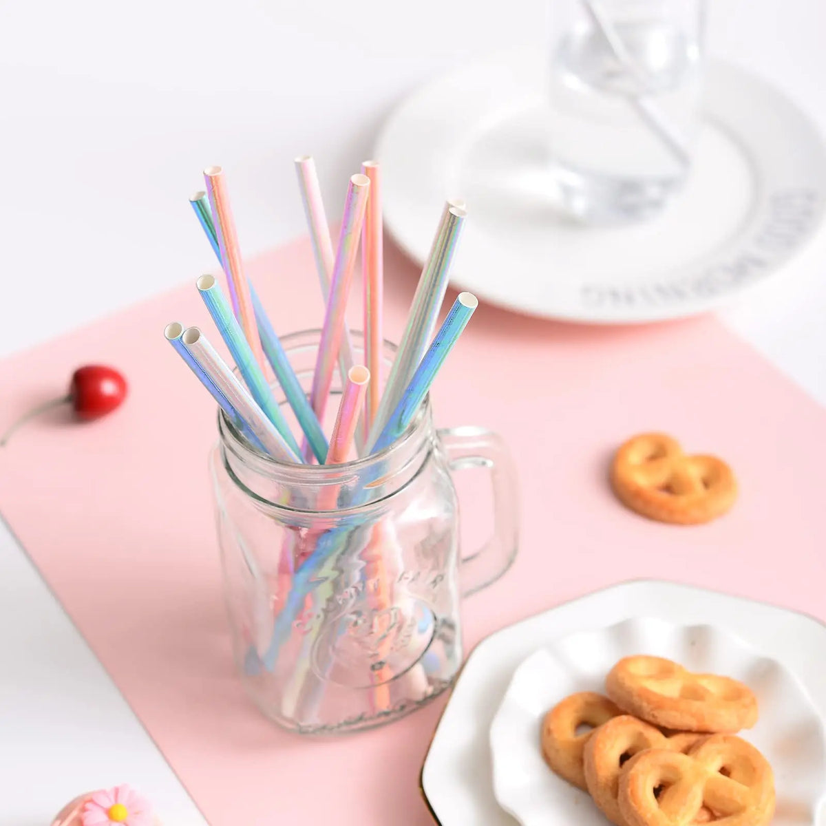 50/100/150pcs Iridescent Paper Straws for Party Supplies Birthday Wedding  Baby Shower Party Decor Golden Silver Straw