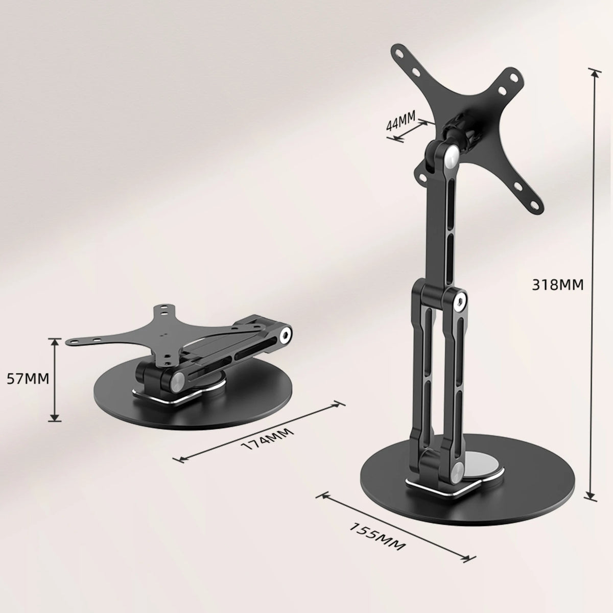 UPERFECT VESA-Einzelmonitorständer für Bildschirme bis 18,5 Zoll, freistehender Tischständer, Monitorhalterung für bis zu 5 kg
