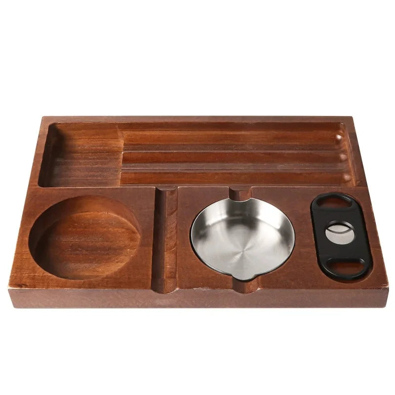 For Men: Father’s Day Gift, Wooden Cigar Holder Stand and Ashtray with Rest for the Patio, Home, or Office Decor