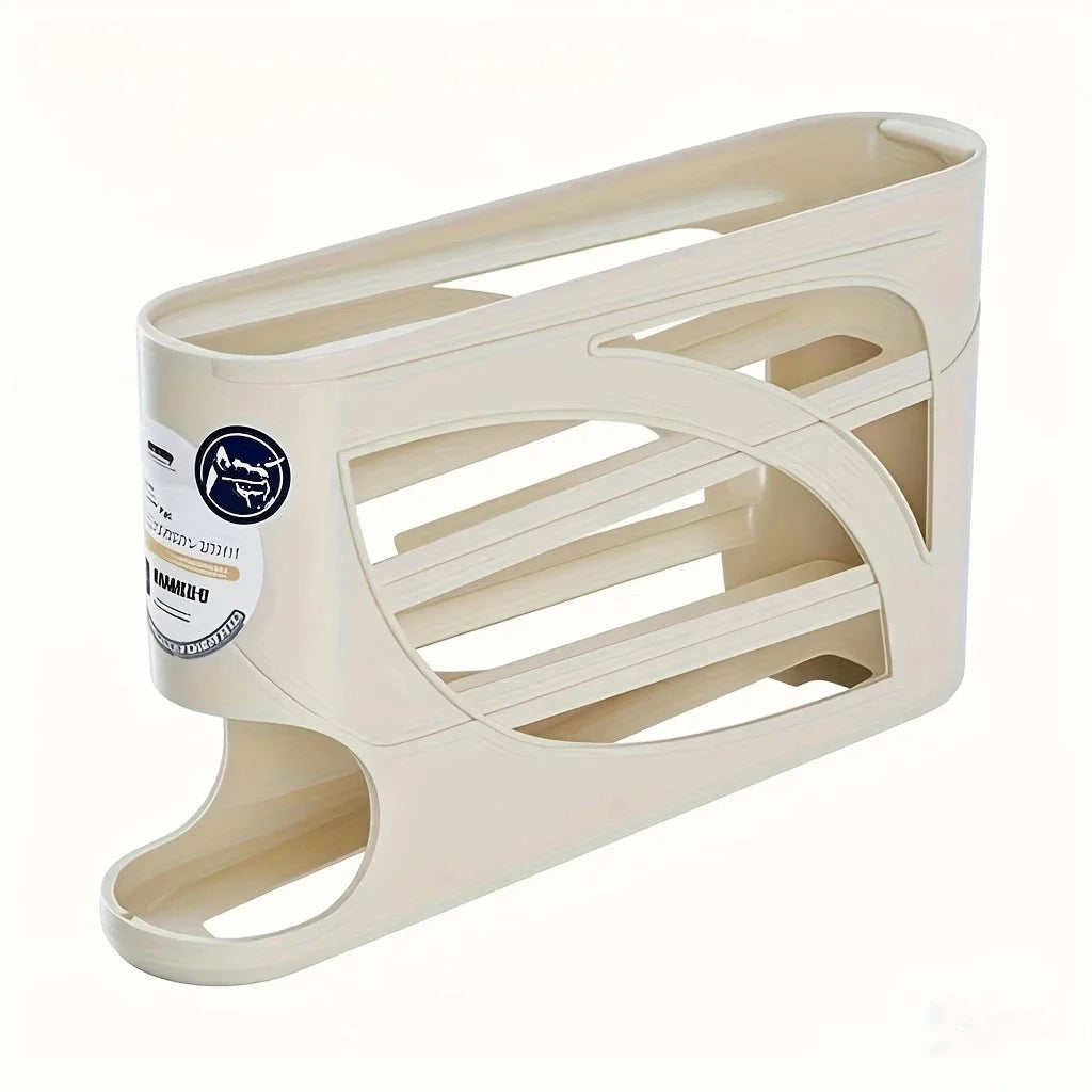 Contenedor rodante de 3 niveles para almacenar huevos en el refrigerador, con capacidad para 24 huevos, estante organizador de gran capacidad para cocina y refrigerador