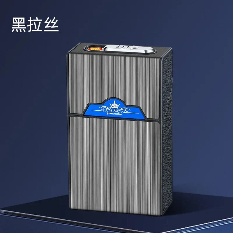20-Cigarette Capacity Case with Tungsten-Wire Igniter, USB-Rechargeable Lighter, Waterproof and Moisture-Resistant Outdoor Electronic Lighter Gadget