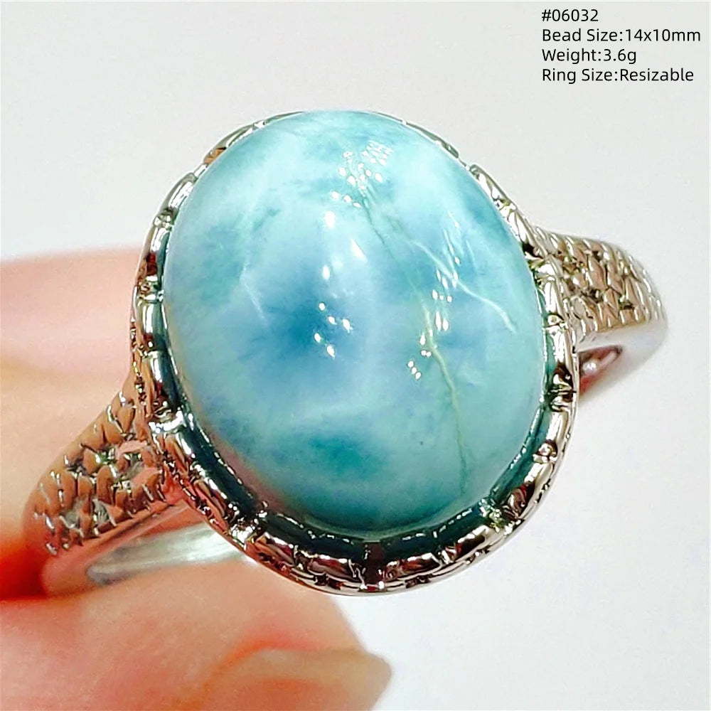 Anello regolabile in argento 925 con larimar