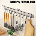 Estante de almacenamiento de cocina de aleación de aluminio con ganchos, montado en la pared, para utensilios de cocina, batas y toallas