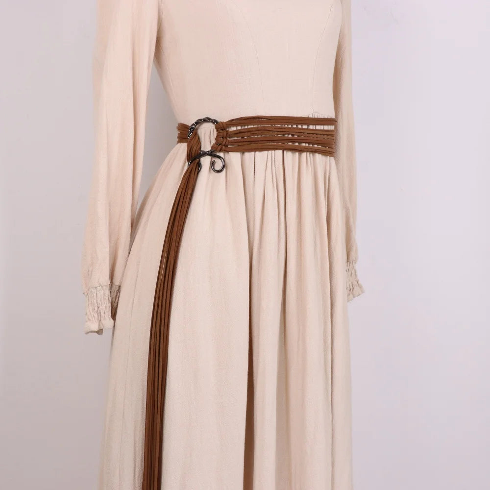 Ceinture longue bohème vintage pour femme - Corde tressée ajustable avec franges et nœud coulissant, style artisanal pour Halloween
