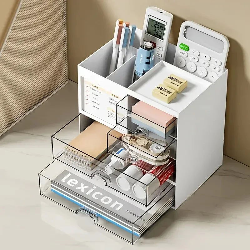 Plastic Desktop Organizer with Drawer Options