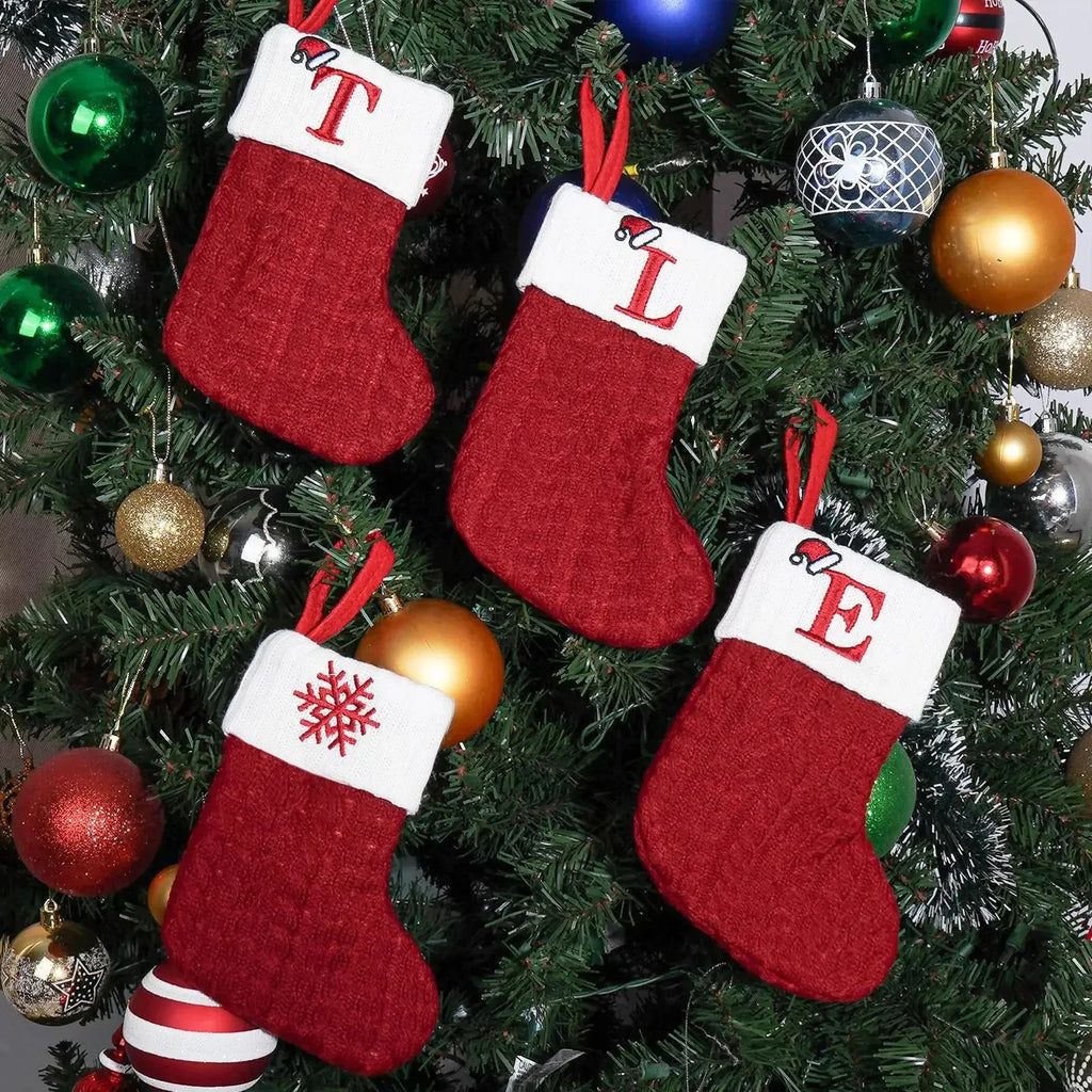 Christmas Alphabet Knitting Socks Christmas Tree Ornaments Christmas Decorations For Home 2024 Navidad Noel 2025 Xmas Gift